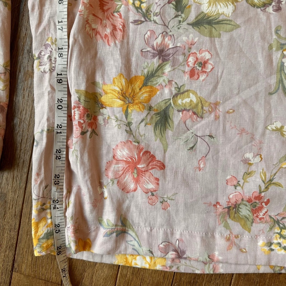 Laura Ashley Floral Wide Leg Pants Womens‎ M Belted Linen Blend Modern READ - Picture 6 of 10